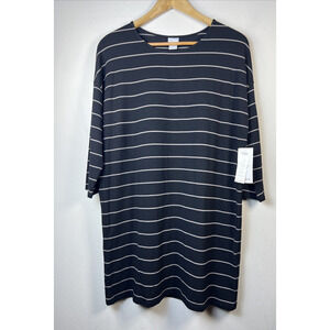 Chico’s women's 1 medium Stripe Wedge Tunic Black beige 3/4 Slv classic NWT